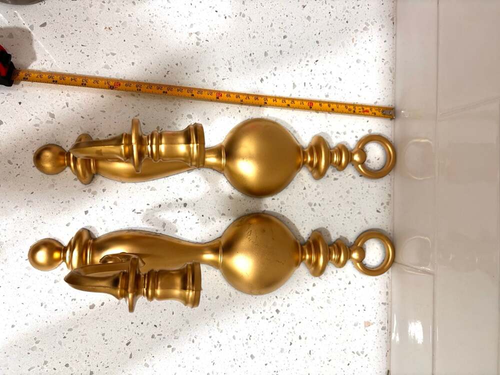 Syroco Gold Plastic Wall Sconce Candle Holders Model 4189, Pair